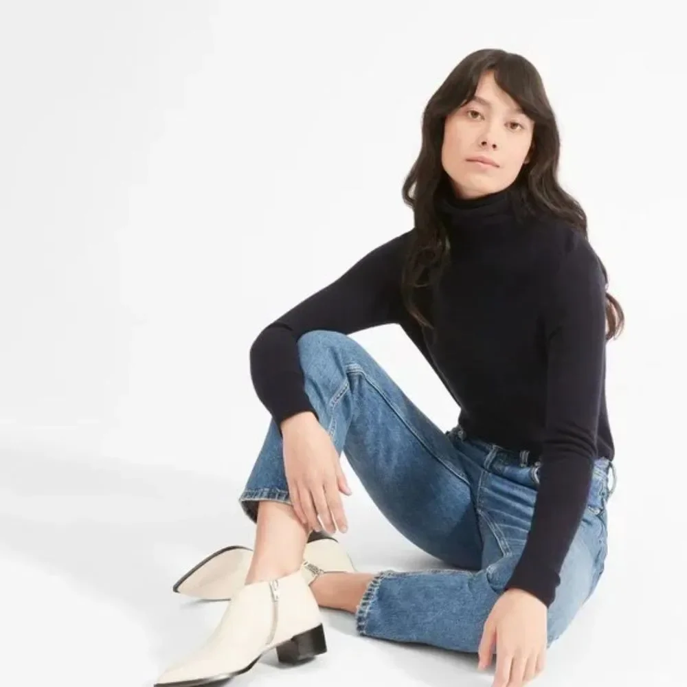 NEW Everlane Ankle Boot/‎ The Boss Bootie in Bone/ Italian Leather /Size 7.5